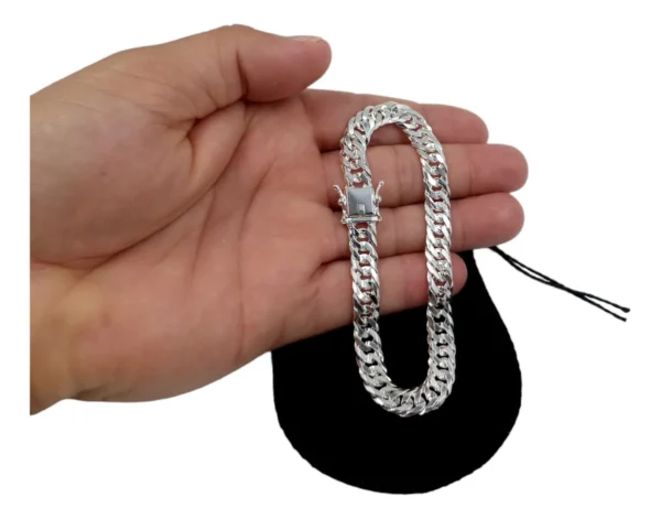 PULSEIRA GRUMET DUPLO FECHO GAVETA 8MM 21CM - PRATA 925 LEGÍTIMA
