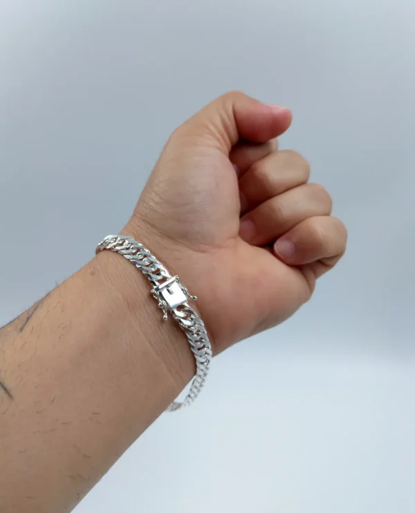 PULSEIRA GRUMET DUPLO FECHO GAVETA 8MM 21CM - PRATA 925 LEGÍTIMA - Imagem 3