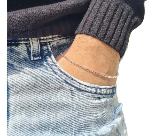PULSEIRA CADEADO 2MM 21CM - PRATA 925 LEGÍTIMA - Imagem 3