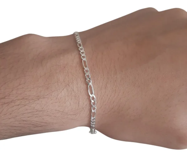PULSEIRA 3X1 FÍGARO 3MM 21CM - PRATA 925 LEGÍTIMA