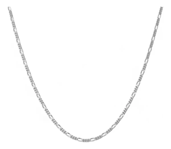 CORRENTE FÍGARO 3X1 2MM 70CM - PRATA 925 LEGÍTIMA