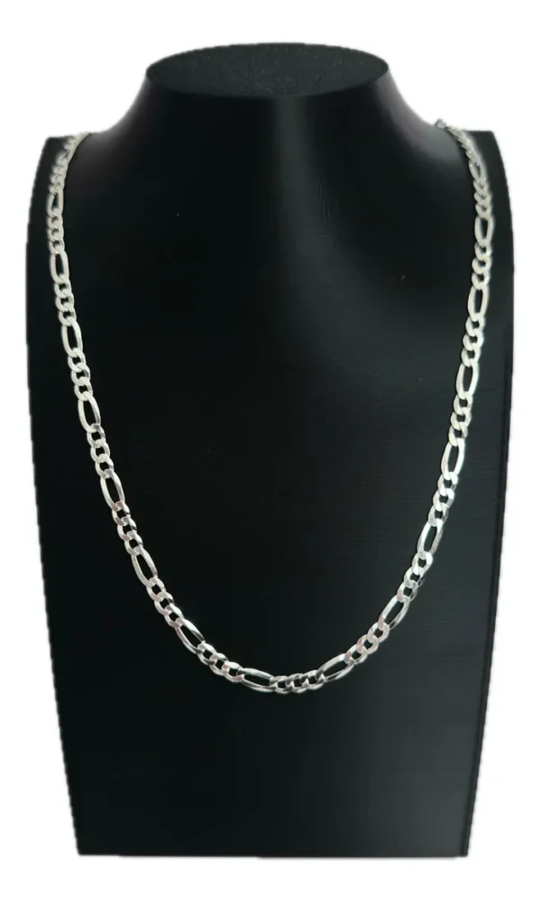 CORRENTE FÍGARO 3X1 4MM 60CM - PRATA 925 LEGÍTIMA